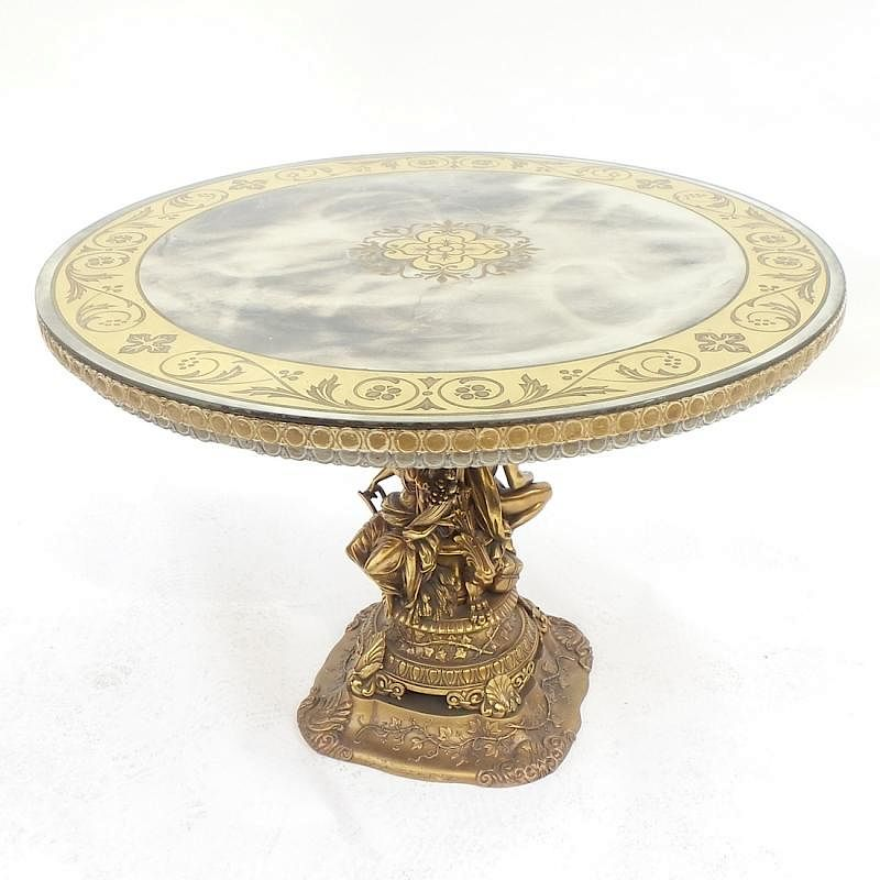 Mirrored Gilt Bronze Occasional Table Round mirrored bronze occasional low