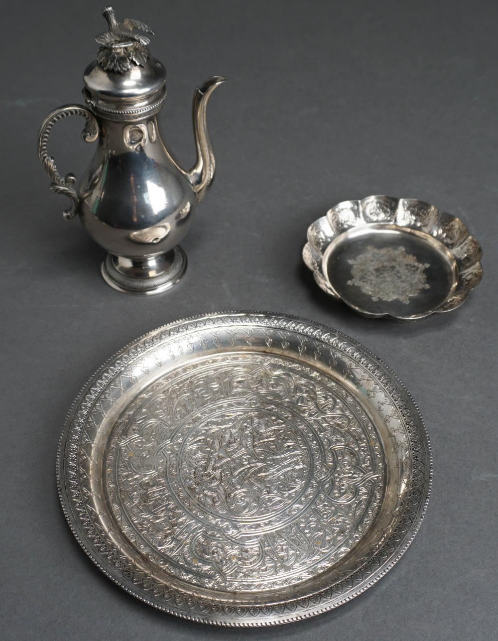 OTTOMAN 900 SILVER DEMITASSE EGYPTIAN 900 SILVER PLATE AND PERSIAN