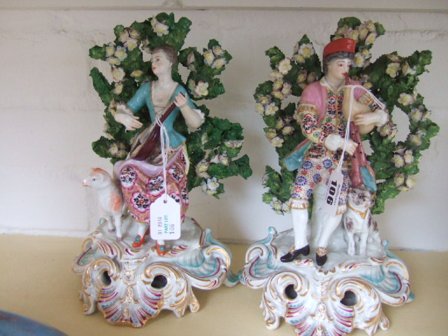 A pair of Sampson porcelain models of gallant and companion