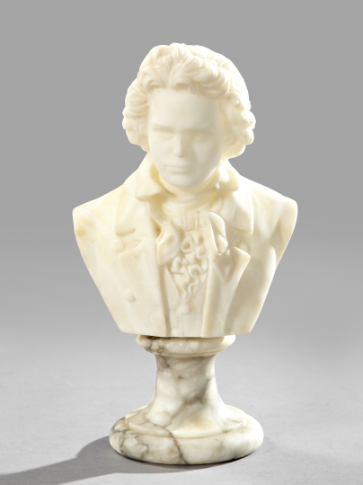 Continental Carved Alabaster Bust of Ludwig van Beethoven first quarter