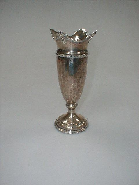 A silver neo classical urnular vase Birmingham assay 7 1