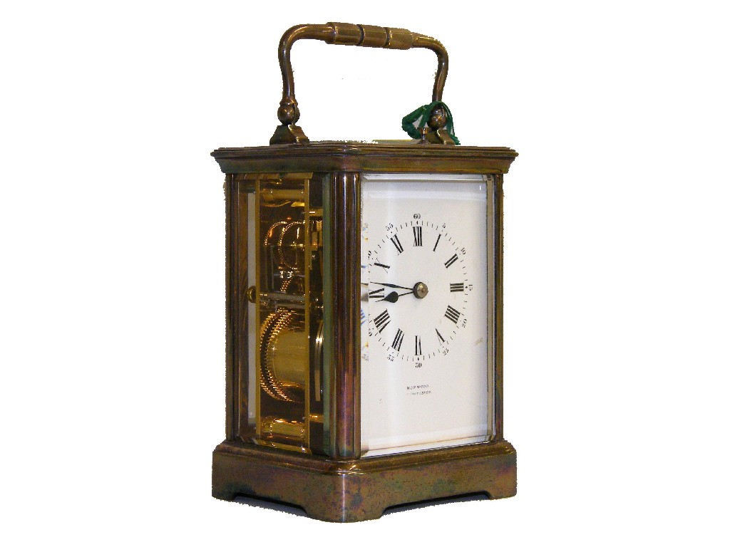 Repeater carriage clock striking on a gong the dial signed