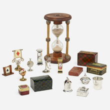 COLLECTION OF GAME AND TABLETOP ACCESSORIES brass sterling silver electro