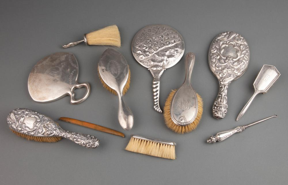 Assorted Group of Antique and Vintage American Sterling Silver Dressing