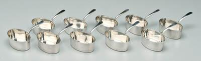 Christofle silver plate sauce pans set of ten oval handles