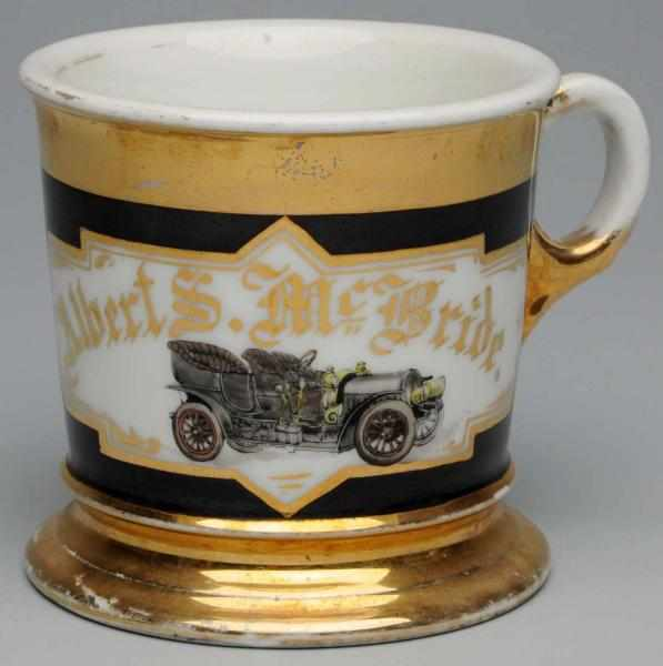 Automobile Shaving Mug Gilt name Albert S McBride Stamped T