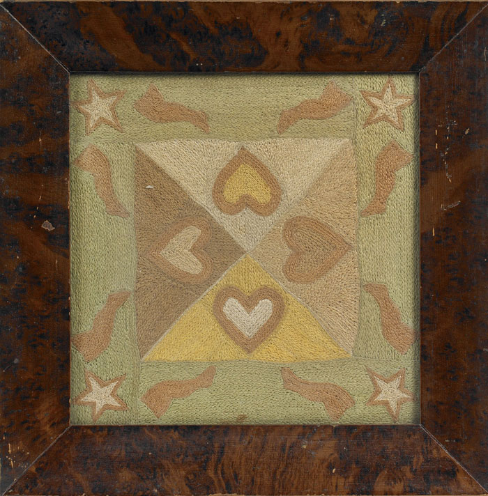 SAILOR MADE WOOLWORK VALENTINE 1850 The reverse inscribed An Unusual