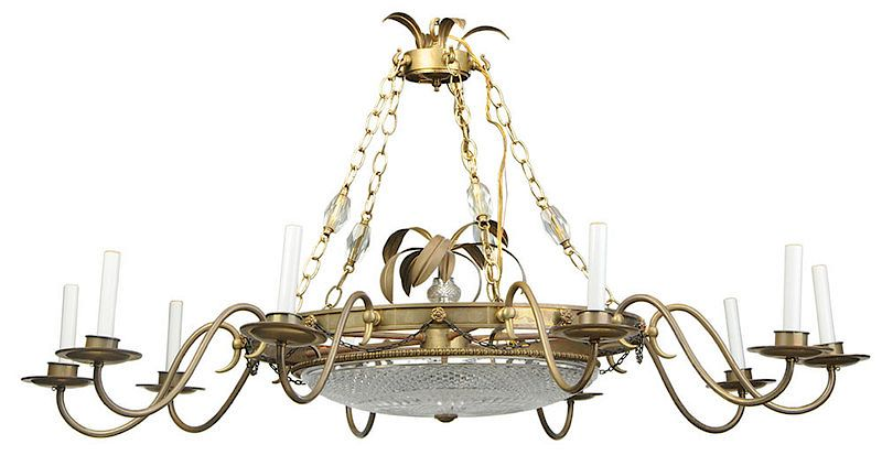 Hollywood Regency Style Chandelier 20th century ten branch electric fixture