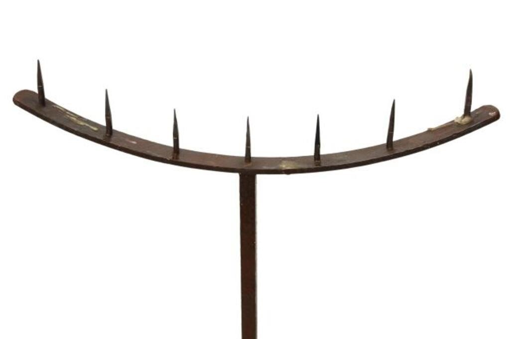 Spanish wrought iron candle pricket seven candle spikes on a