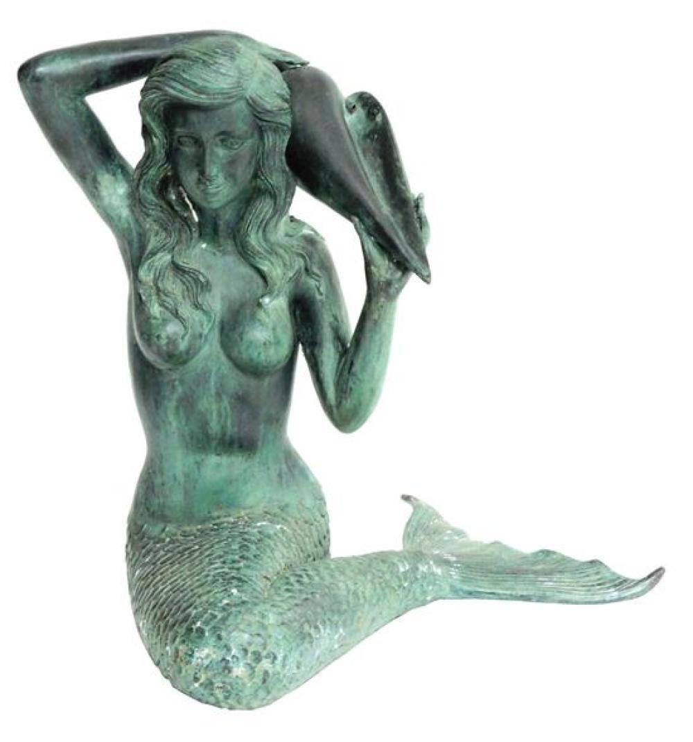 Mermaid garden sculpture fountain she sits in a relaxed pose