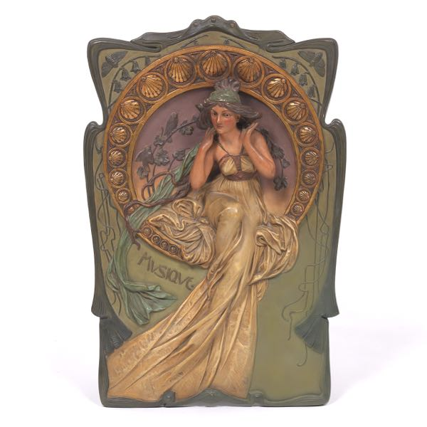 TURN TEPLITZ ART NOUVEAU HIGH RELIEF PLAQUE 22 x 4