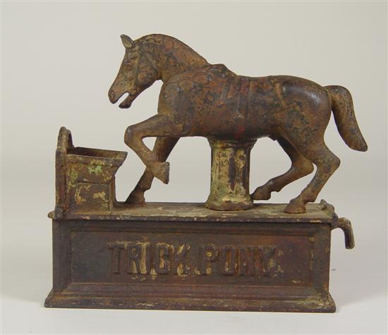 Trick Pony Mechanical Bank Cast iron mechanical pony bank Pat