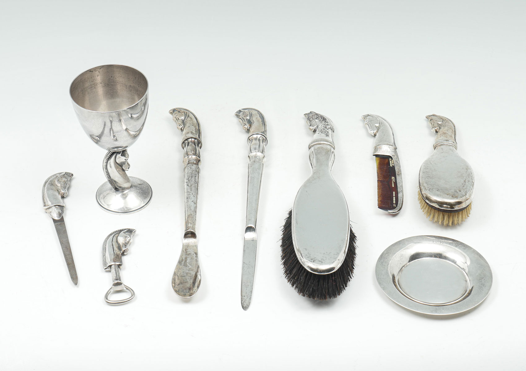 9 PC STERLING GENTLEMANS HABERDASHERY SET BY PORTER BLANCHARD AND
