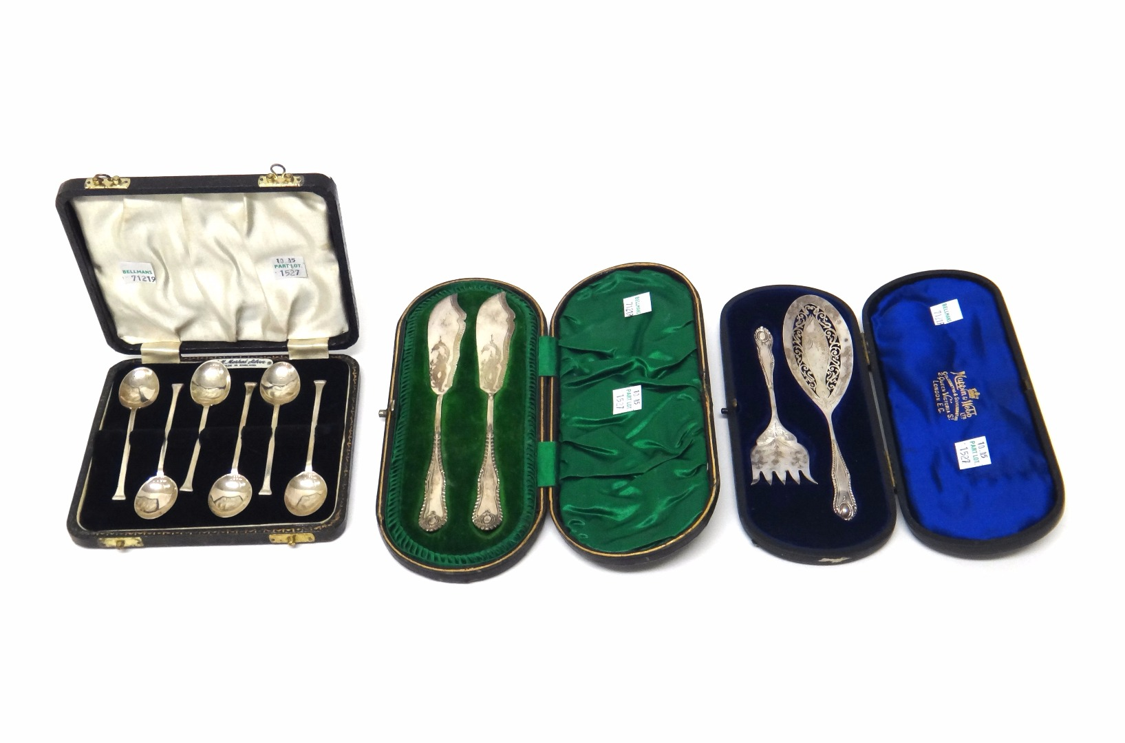 A set of six silver coffee spoons with nail head