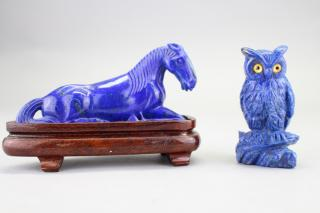 Carved Lapis Horse Owl Carved Lapis Horse Owl Height 3