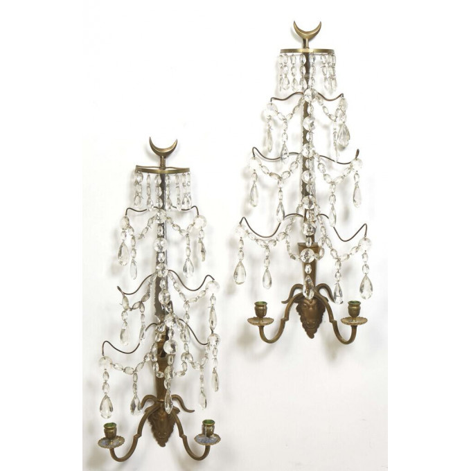 Pair of Fine Swedish Two Light Sconces 20th c with