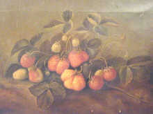 Oil on canvas Still life strawberries indistinctly signed bottom right