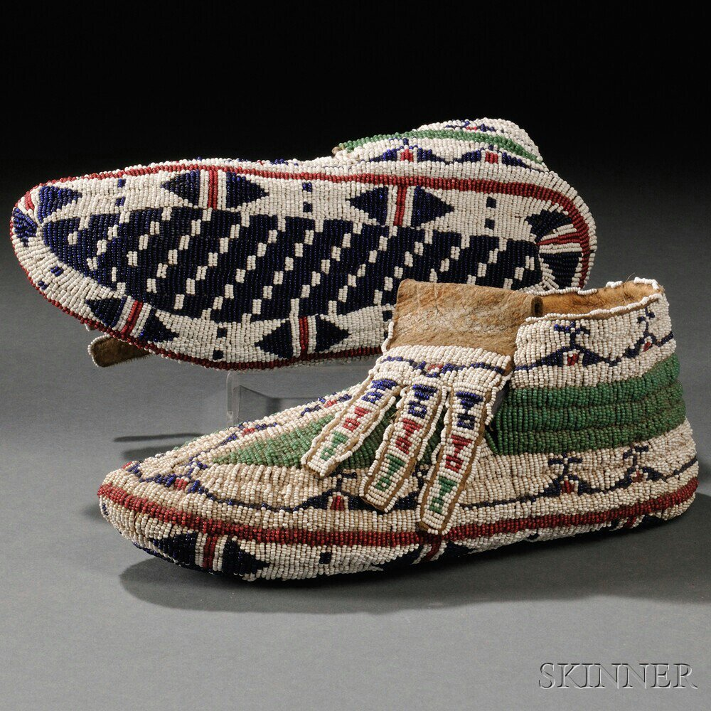 Lakota Fully Beaded Moccasins c last quarter 19th century buffalo