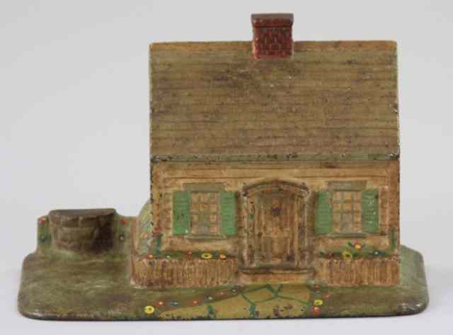 COTTAGE WITH WELL DOORSTOP Richardson Mass cast iron interesting depiction