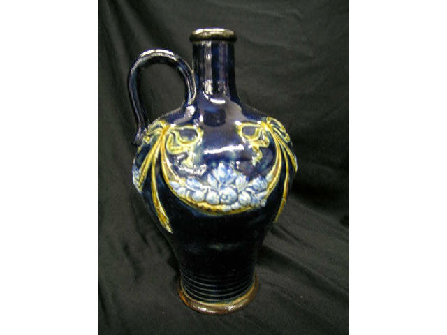 Royal Doulton Art Pottery Jug garland design on cobalt circa
