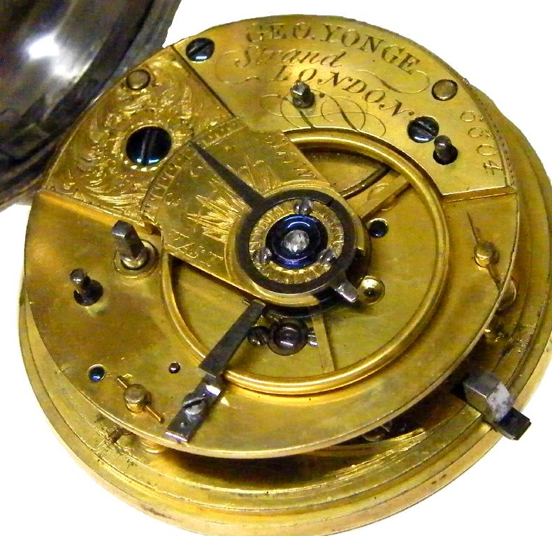 Fine English fusee duplex silver pocket watch hallmarked London 1839