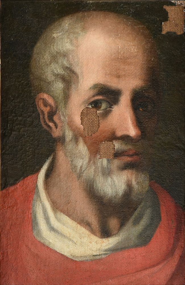 FRENCH SCHOOL AN ICON PAINTING Head of Saint Paul LATE