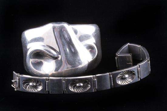 STERLING SILVER GEORG JENSEN BRACELET AND ELSA PERETTI CUFF Sculptural
