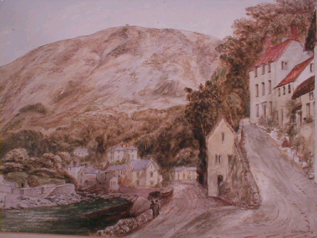 A Victorian watercolour scene of Lynmouth titled and dated 1857
