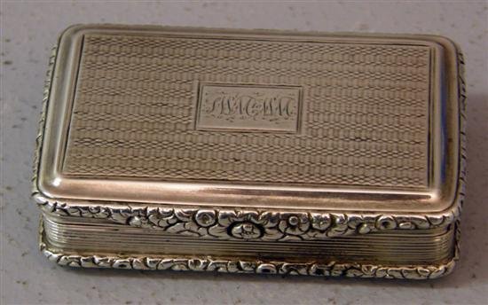 George III silver snuff box with gilt interior the hinged