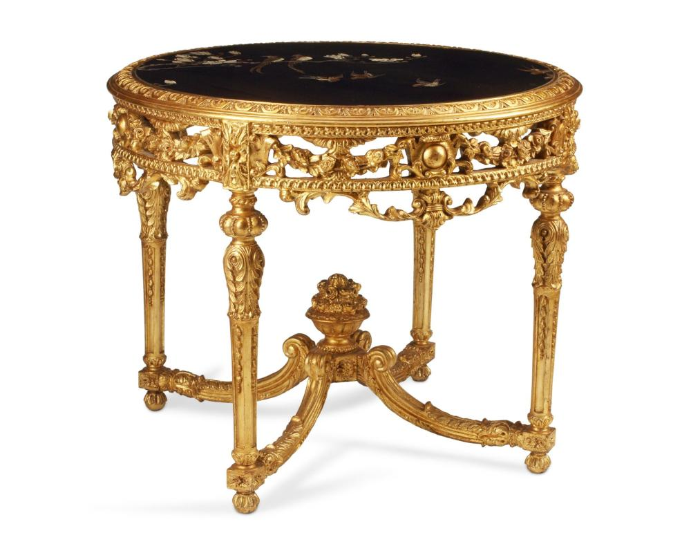 A FRENCH LOUIS XVI STYLE CHINOISERIE TABLEA French Louis XVI