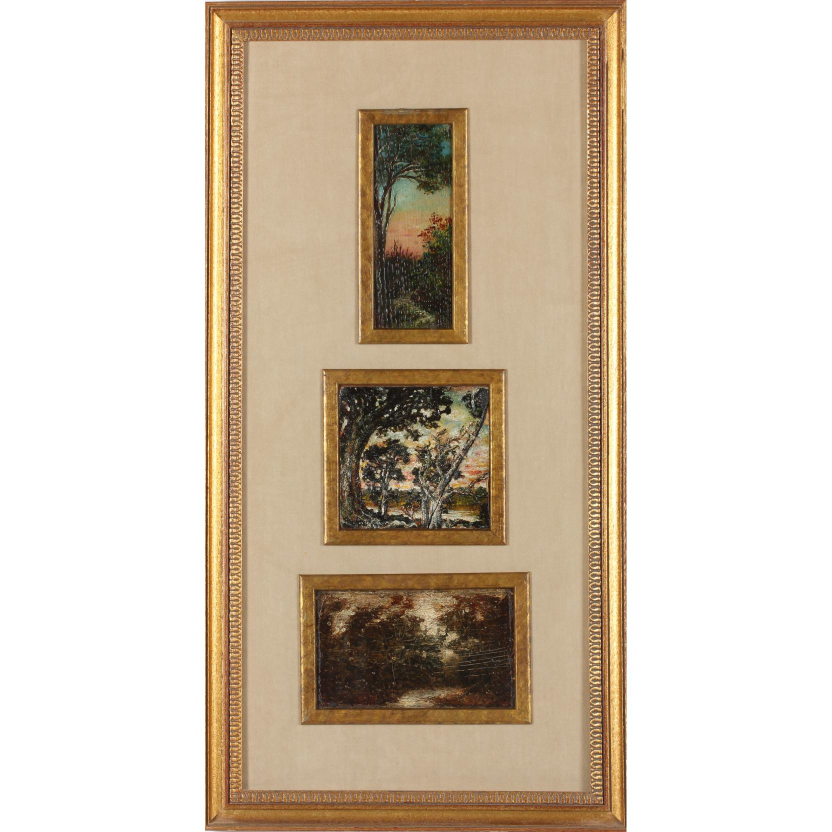 Ralph Albert Blakelock NY CA 1847 1919 Three Landscapes each