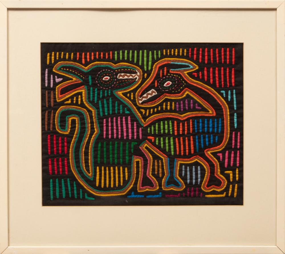 Two Panamanian Kuna Culture Polychrome Cotton Textiles c 1980 sight