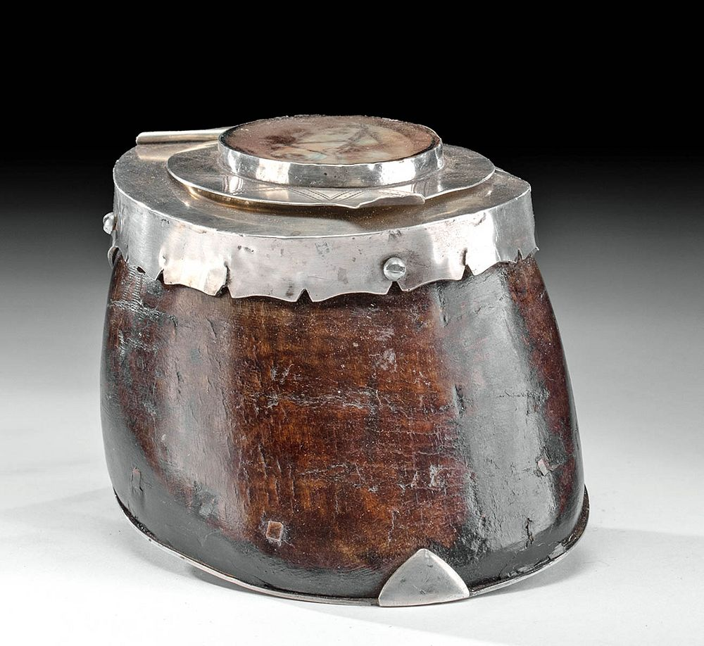 19th C North American Silver Horse Hoof Inkwell Originally Listed