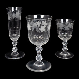 A Cut and Etched Glass Part Stemware Service 20TH CENTURY