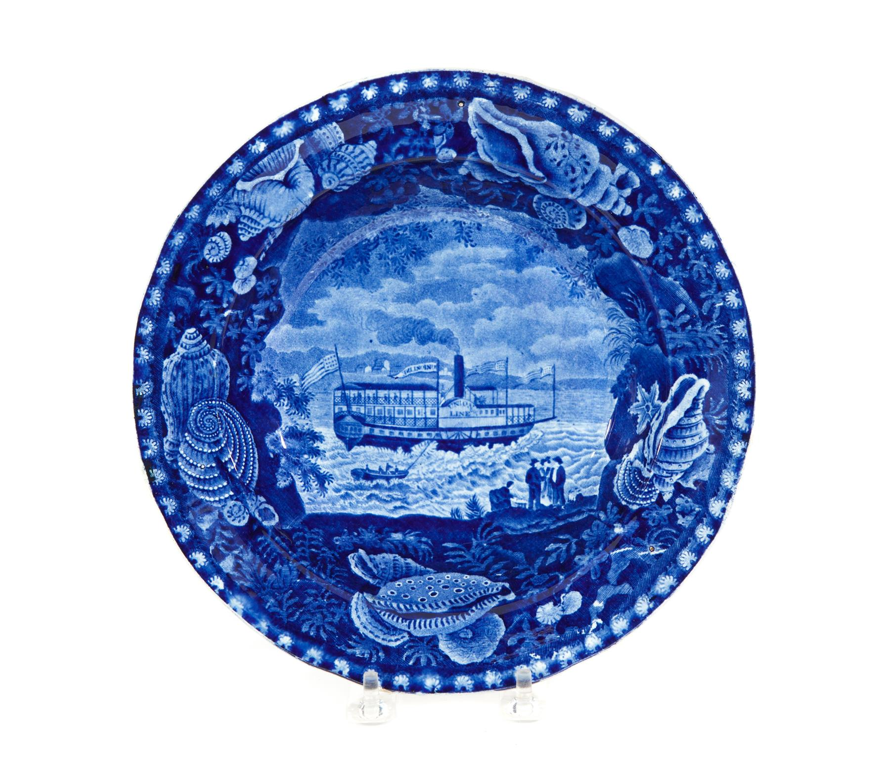 HISTORICAL BLUE STAFFORDSHIRE SOUP PLATE England 2nd quarter 19th century
