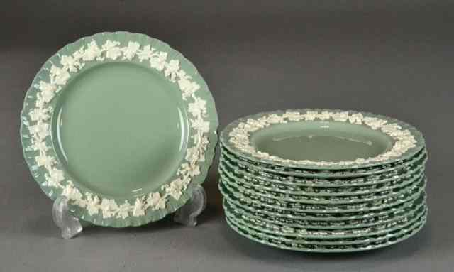 12 Wedgewood Green Queensware Salad PlatesSet of a dozen Queensware