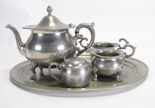 Description Antique Pewter Tea Set Poole pewter tea pot creamer