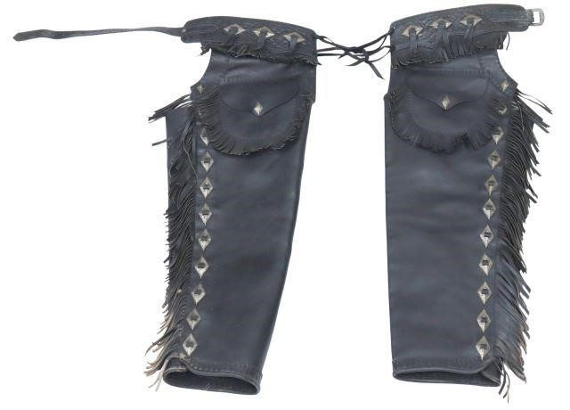 Western leather show chaps tooled leather belt with engraved silver