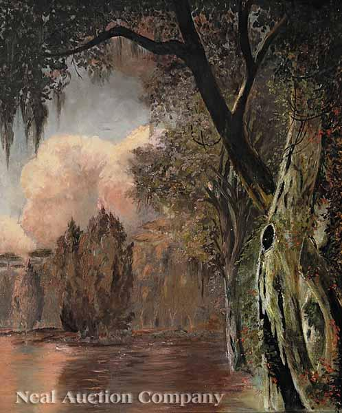 American Louisiana 19th c Bayou Plaquemines oil on canvas unsigned
