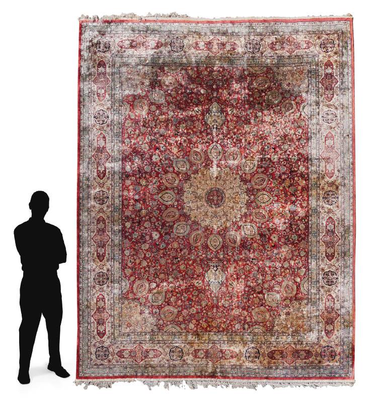 APPROX 25 45 YR OLD HAND KNOTTED SILK RUG 9