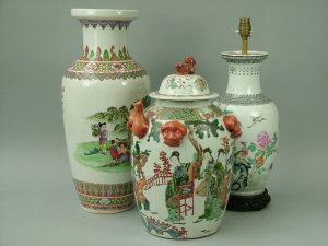 A Chinese porcelain baluster vase 20th century painted in enamels