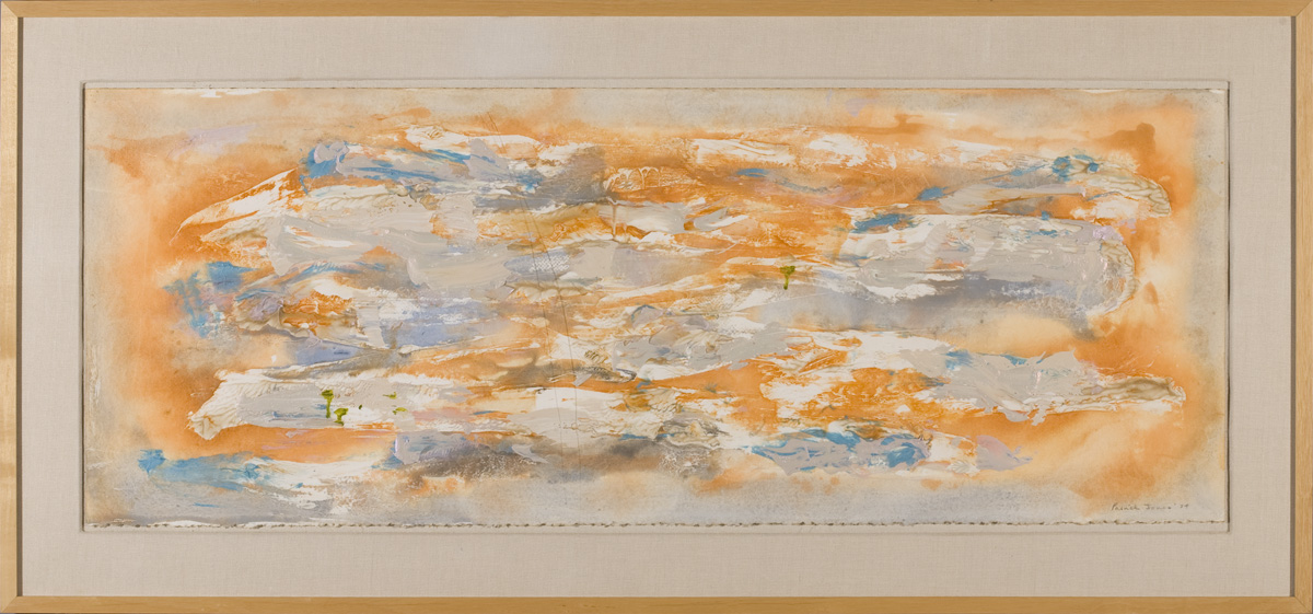 PATRICK JONES BRITISH B 1948 ABSTRACT COMPOSITION IN TANGERINE BLUE