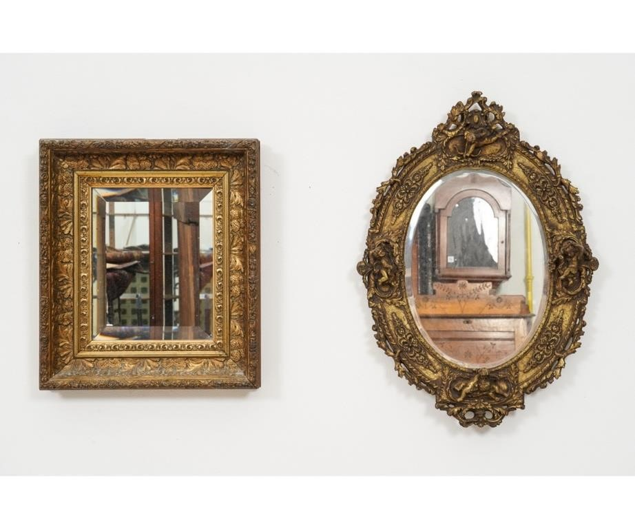 Victorian gilt framed mirror with beveled glass 15 5 h
