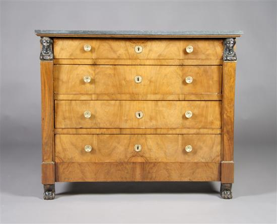 An Empire Mahogany Commode Height 34 x width 41 x