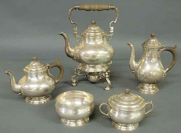 Fine English sterling silver tea service by Peter Guille Ltd