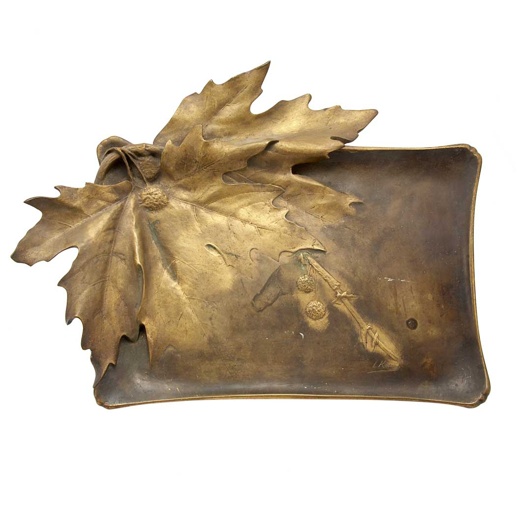 9 French Art Nouveau Gilt and Patinated Bronze Tray After