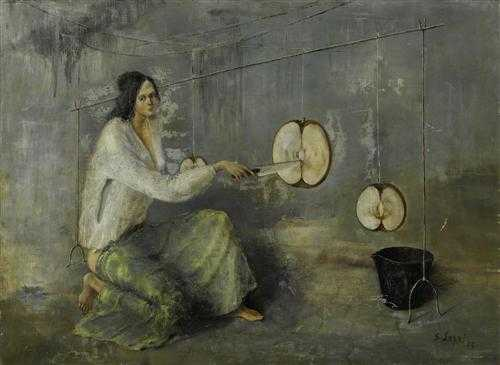 LEPRI STANISLAS 1905 1980 Coupeuse de pommes 1956 Huile sur