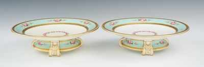 A Pair of Continental Porcelain Cake Plates A delicate matched