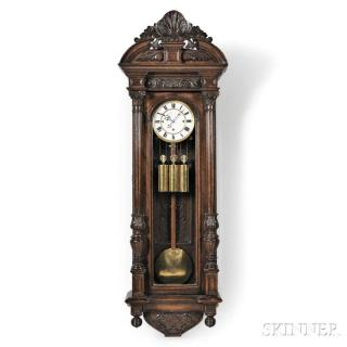 Carved Thirty day Vienna Regulator Wall Clock Austria oak case