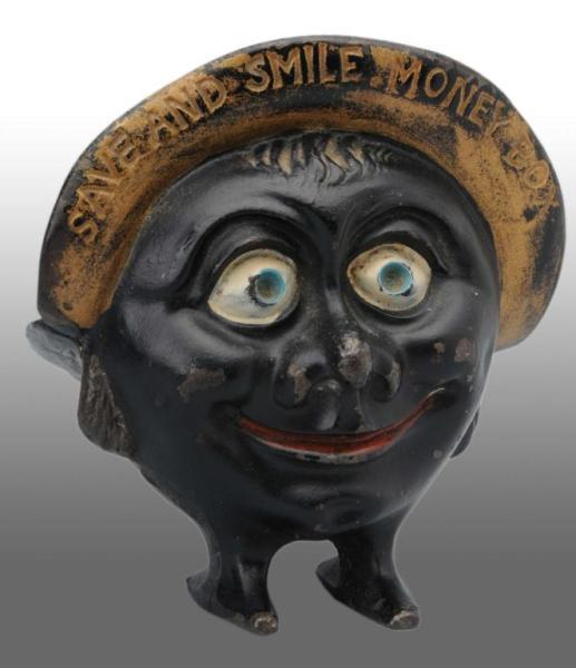 Cast Iron Save Smile Still Bank Description Made in England